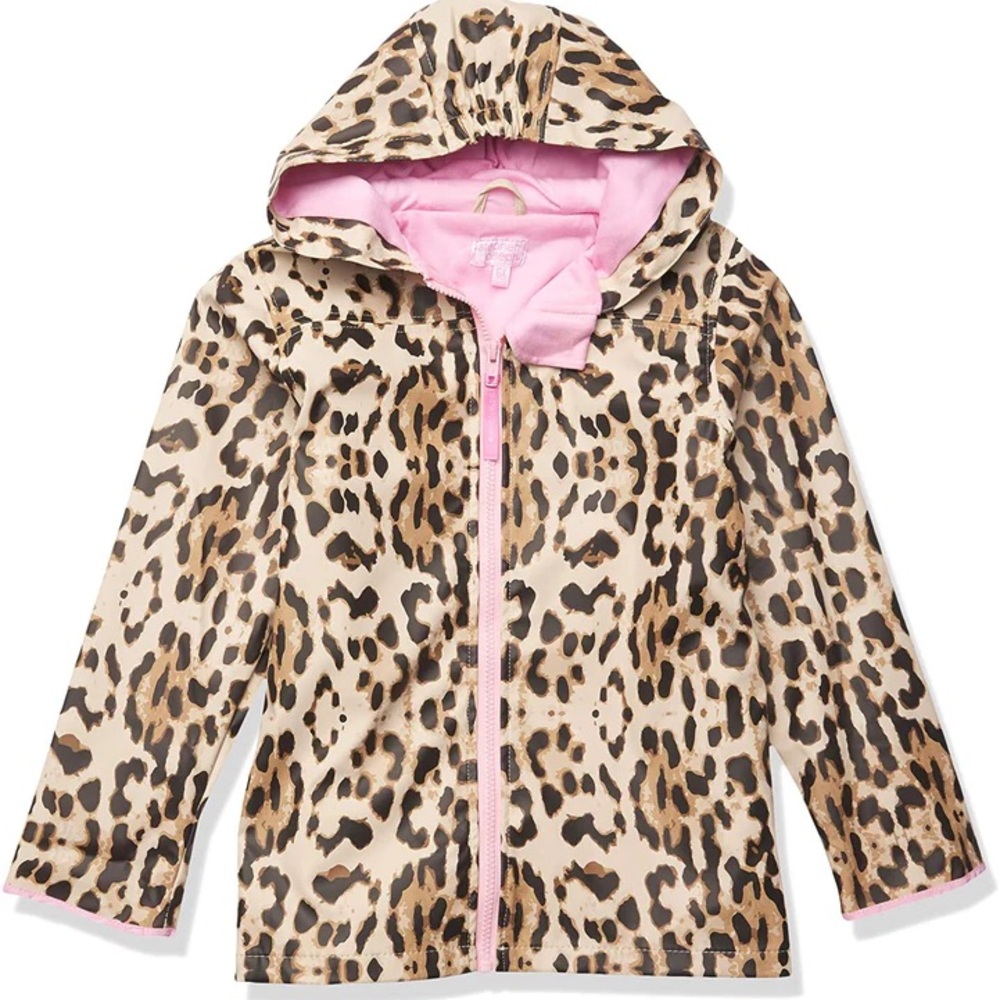 Mud Pie Leopard Print Hooded Jacket with Pink Lining